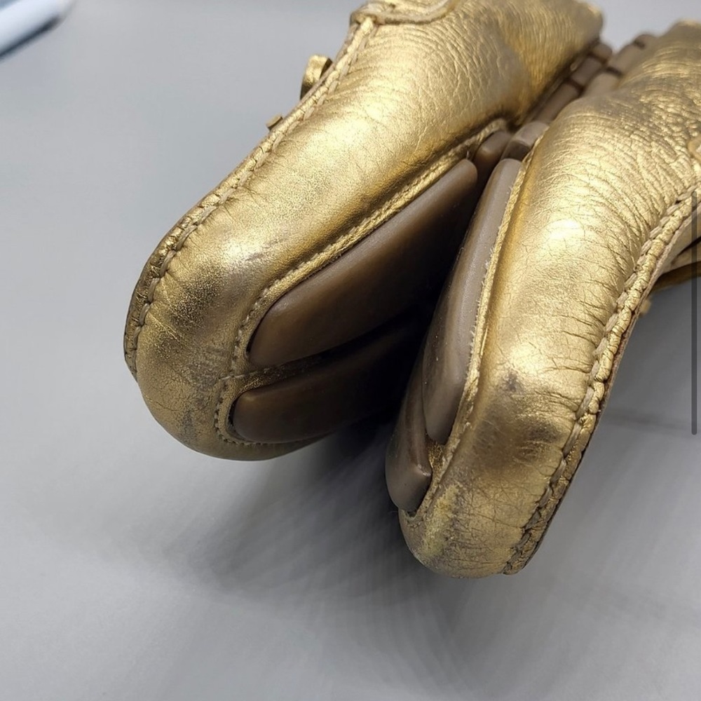 Prada Gold leather Logo driving loafers authentic - Picture 4 of 10